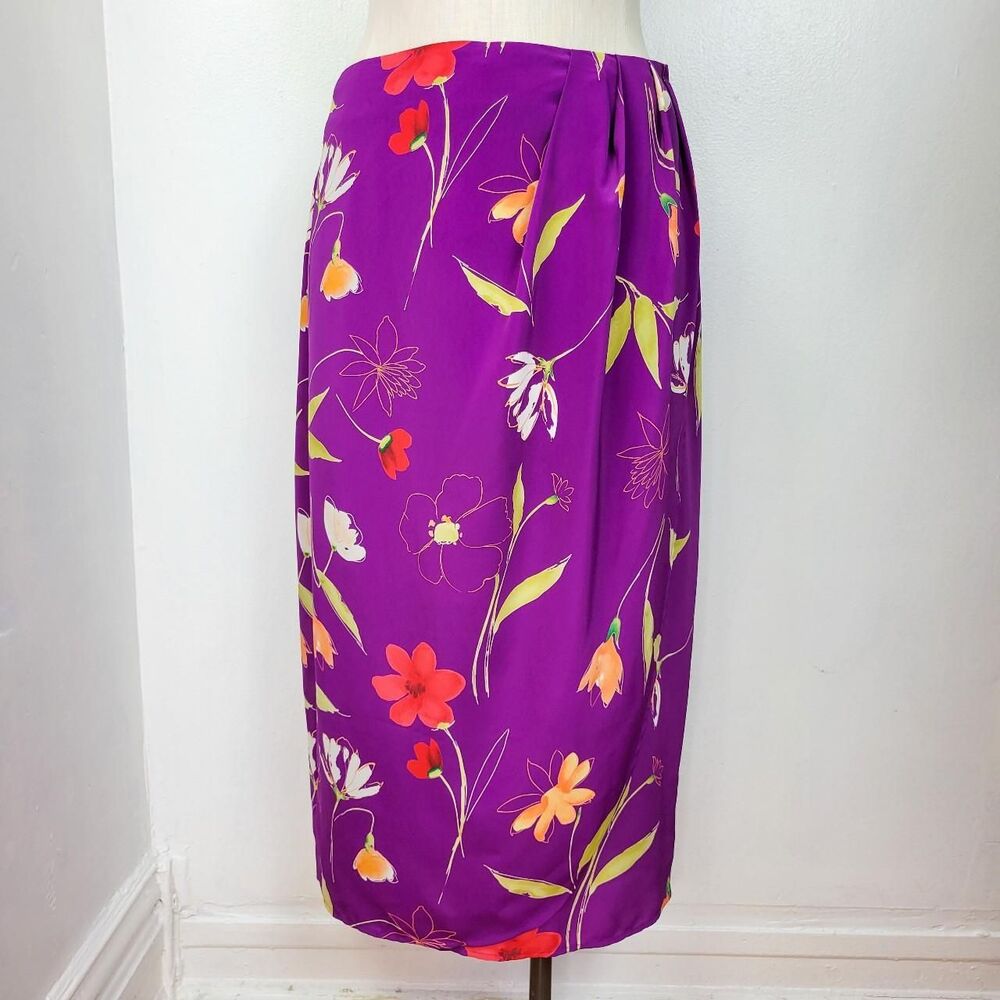Vintage Y2K Lane Bryant Purple Floral Print Maxi Skirt